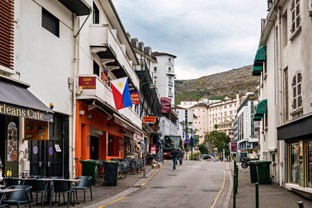 Lourdes, France - Sep 28, 2025: Architectural details of the city center of Lourdes, a market town in the Pyrenees, Hautes-Pyrenees, Occitanie, southwestern France.のeditorial素材