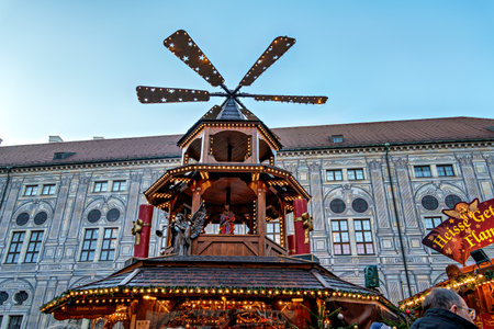 Munich, Germany - Dec 10, 2025: Christmas market at Residenz in Munich, Bavaria, Germany in Europeのeditorial素材