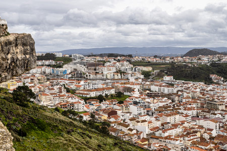 Nazare is one of the most popular seaside resorts in Portugal, considered by some to be among the best beaches in Portugalの写真素材