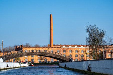Aveiro, Portugal - Mar 18, 2025: Historic facade of the Old Jeronimo Pereira Campos Factory, in the Cais da Fonte Nova region in Aveiro, Portugal, with preserved industrial architectureのeditorial素材