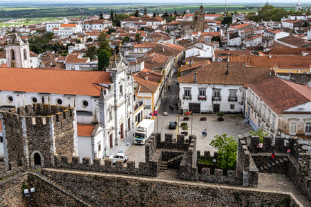 Beja, Portugal - Mar 28, 2025: Beja city overview taken from castle, Baixo Alentejo, Portugal,...