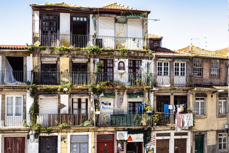 Porto, Portugal - Mar 20, 2025: Picturesque, colorful view at old town of Porto in Portugal. Oporto, touristic Mediterranean city of culture, architecture, wine, sport and gastronomy.のeditorial素材