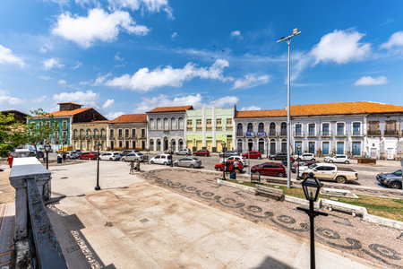 Sao Luis, Brazil - Jan 11, 2026: Modern buildings and automobiles on Largo do Carmo square in the...