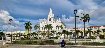 Sao Luis, Brazil - Jan 12, 2026: The Church of Our Lady of Remedies in Goncalves Dias Square, city...