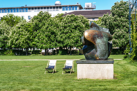 Munich, Germany - May 11, 2025: Sculpture park at the Pinakotheken Museum, Munich in Bavaria, Germany Europeのeditorial素材
