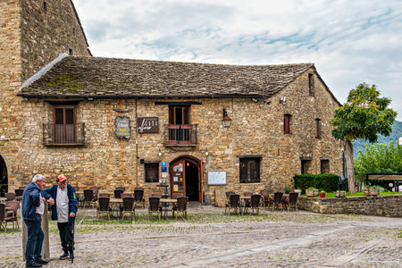 Ainsa, Spain - Oct 19, 2025: The medieval village of Ainsa in Spain belongs to the region of El Sobrarbe. It is one of the gateways to the Ordesa Valley in the Aragonese Pyrenees Spainのeditorial素材