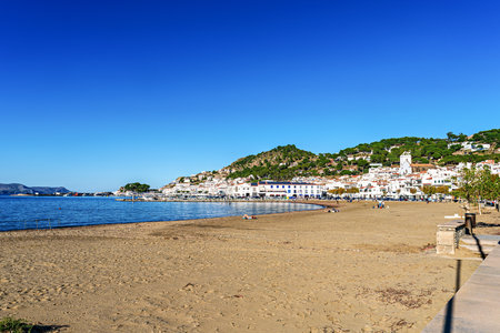 Port de la Selva, Spain - Oct 28, 2025: Port de la Selva is a charming fishing village located on the northern coast of the Costa Brava, within the Cap de Creus Natural Park in Catalonia, Spain.のeditorial素材