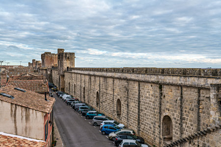 Aigues Mortes, France - Nov 05, 2025: Ramparts and Medieval Walls of Aigues Mortes in Camargue, France, Europeのeditorial素材