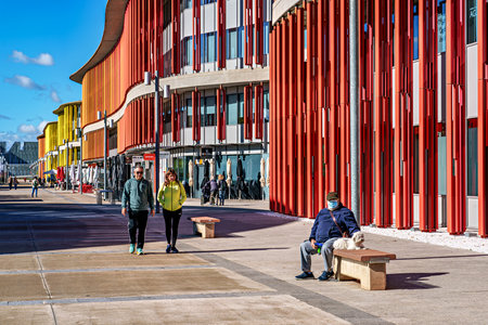 Zaragoza, Spain - Oct 26, 2025: Zaragoza in Spain, Europe hosted the World Expo in 2008, and the pavilions on the exhibition grounds date from that time.のeditorial素材