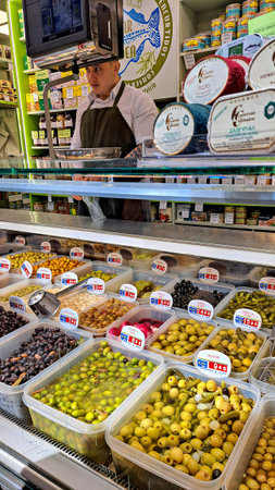 Zaragoza, Spain - Oct 24, 2025: Interior view of the Central Market, Mercado Central in Zaragoza, Aragon in Spain.のeditorial素材