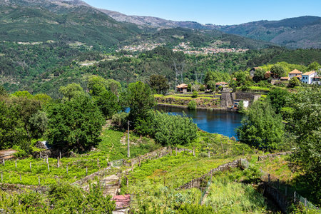 Paradamonte is a small, historic village in Portugal, known for its connection to electricity generation with the country's first large hydroelectric power plant, near the Peneda-Geres National Parkの写真素材