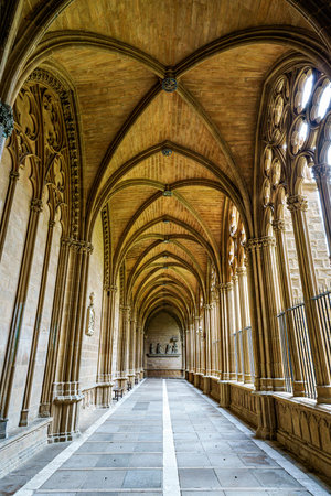 Pamplona, Spain - Oct 09, 2025: Interior of the Cathedral Saint Mary, Catedral Metropolitana de...