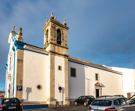 Ericeira, Portugal - Mar 04, 2026: Exterior of the Church of Saint Peter, Igreja de Sao Pedro in...