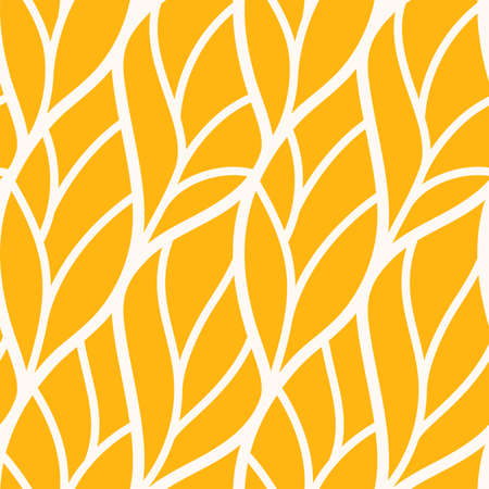 Abstract tropical summer pattern, seamless repeat pattern, organic structures, gold yellow leavesのイラスト素材