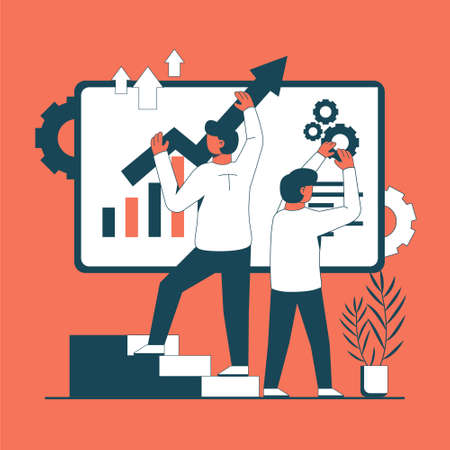 flat design startup life concept illustrationのイラスト素材