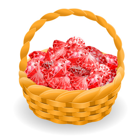 Isolated basket with red rubies. vector illustrationのイラスト素材