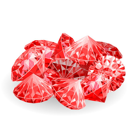 Isolated handful of red rubies. vector illustrationのイラスト素材