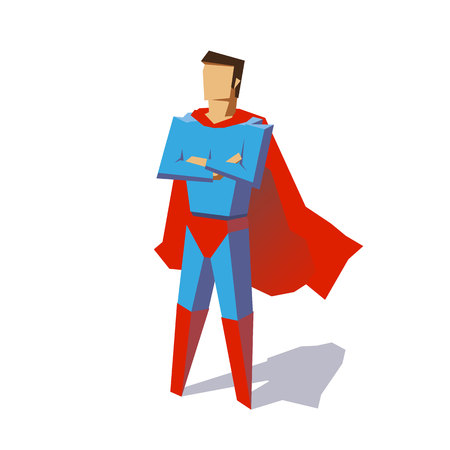 Super hero. Vector isolated illustration, minimalist design. Picture from set. Artwork for presentation or infographics. Vector illustration on a backgroundのイラスト素材