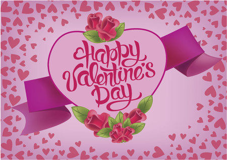 Happy Valentines Day Hand Drawing Lettering design. Vector illustrationのイラスト素材