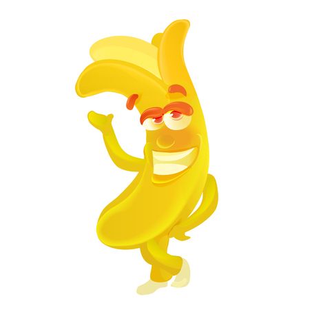 Banana. Cute fruit character isolated on white. Vector illustrationのイラスト素材