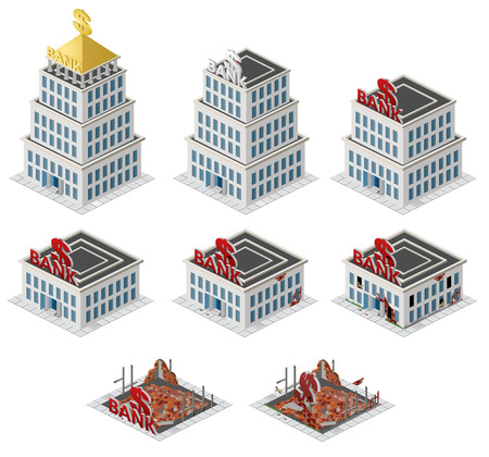 Bank building isometric set. Vector illustration. isometric city, isometric buildings, isometric office, isometric houseのイラスト素材