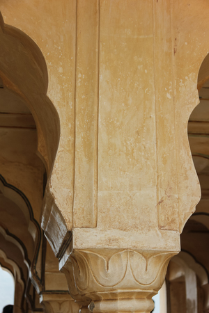 on april springtime in rajasthan india in jaipur exact views at ornaments and figurines and graphics and paintings and marmor artwork are admiring moments of historyのeditorial素材