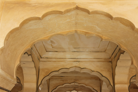 on april springtime in rajasthan india in jaipur exact views at ornaments and figurines and graphics and paintings and marmor artwork are admiring moments of historyのeditorial素材