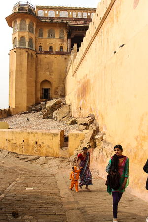 on april springtime in rajasthan india in jaipur exact views at ornaments and buildings and elephants and outer area and the lake and outer parc are memorable moments of historyのeditorial素材