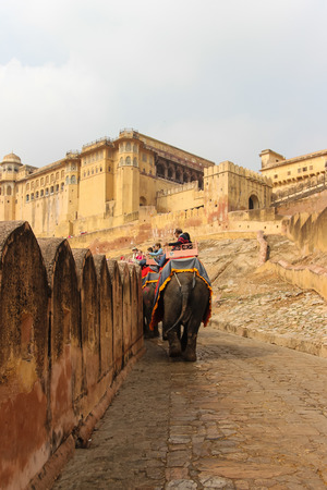on april springtime in rajasthan india in jaipur exact views at ornaments and buildings and elephants and outer area and the lake and outer parc are memorable moments of historyのeditorial素材