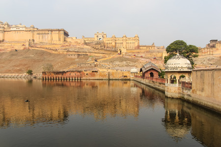 on april springtime in rajasthan india in jaipur exact views at ornaments and buildings and elephants and outer area and the lake and outer parc are memorable moments of historyのeditorial素材