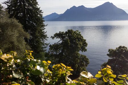 the lake, buildings and landscape in springのeditorial素材