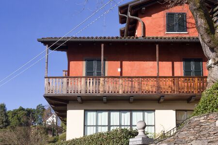 the lake, buildings and landscape in springの写真素材