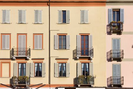 the lake, buildings and landscape in springの写真素材