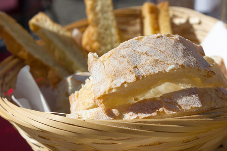 spaghetti in sunny atmosphere in springtime at lago maggiore in verbania, italyの写真素材