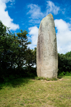Stone circle on the meadow in Morbihan, Brittany, Franceの写真素材