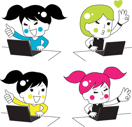 Busy Office Girlsのイラスト素材