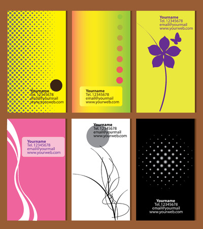 variety of 6 vertical business cards on different topicsのイラスト素材