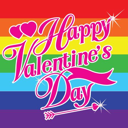 Happy valentines day cards with rainbow heartのイラスト素材