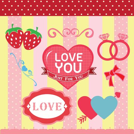 Happy Valentine icon setのイラスト素材