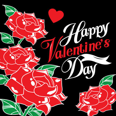 Happy valentines day cards with Roseのイラスト素材