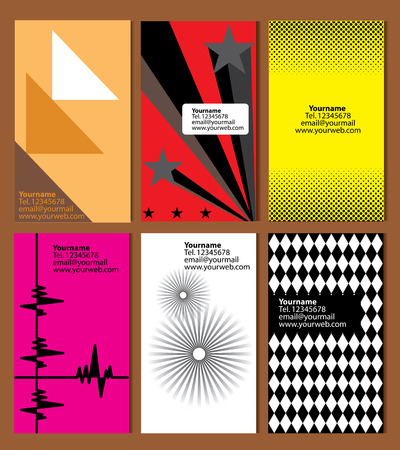 variety of 6 vertical business cards on different topicsのイラスト素材