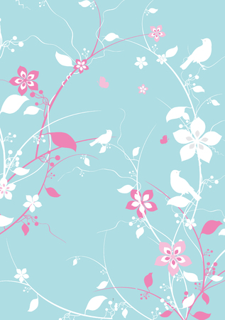 Background with bird and flower vectorのイラスト素材