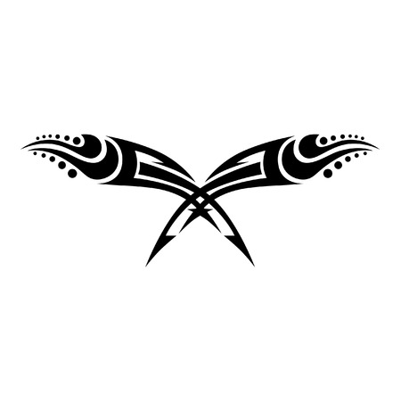 Tribal designs. Tribal tattoos. Art tribal tattoo. Vector sketch of a tattoo.のイラスト素材