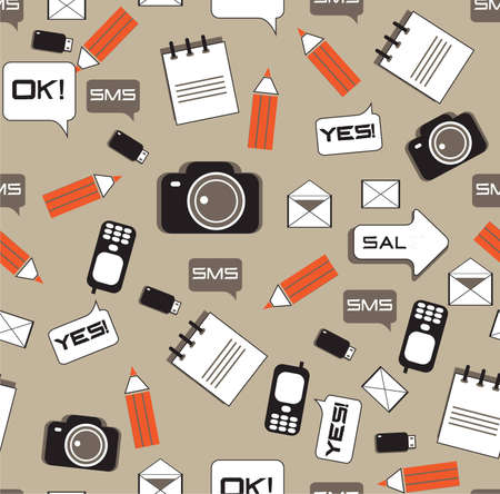 Seamless texture with elements of communication in the modern worldのイラスト素材