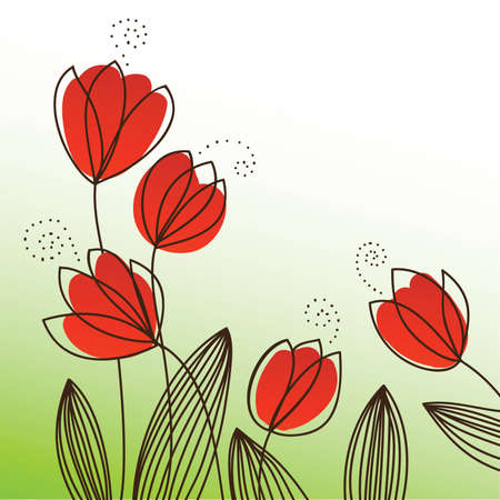 picture of five red tulipsのイラスト素材