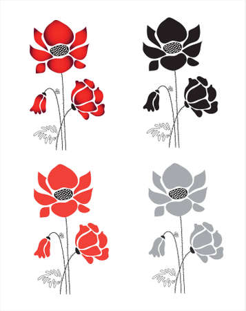poppy flowersのイラスト素材
