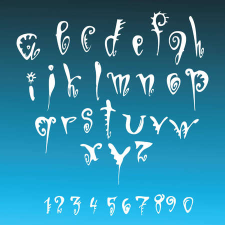 white decorative alphabet and numbersのイラスト素材