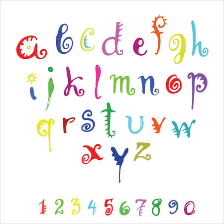  color alphabet and numerals on a white backgroundのイラスト素材
