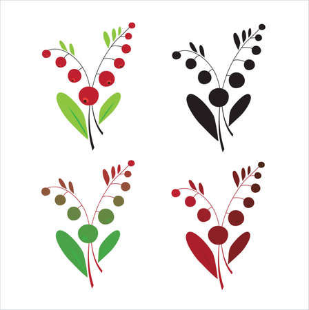  red berries on a white backgroundのイラスト素材