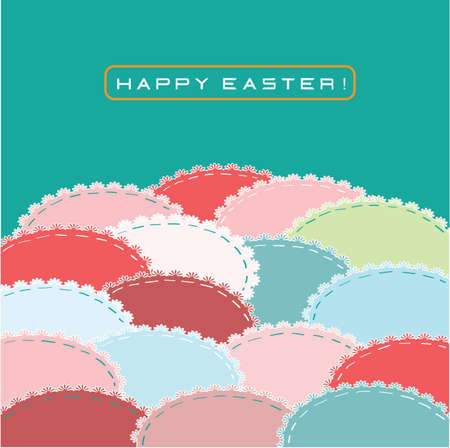  greeting card with colored easter eggsのイラスト素材